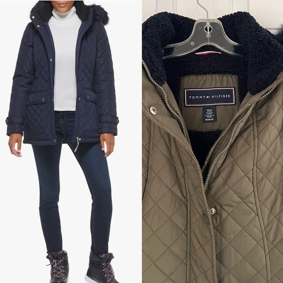 Tommy Hilfiger Jackets & Blazers - Tommy Hilfiger Women's Quilted Hooded Jacket in army green